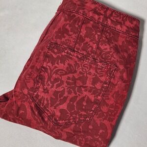 Anthropologie Pilcro High-Rise Denim jeans Legging 26P Red Damask Flocked Skinny